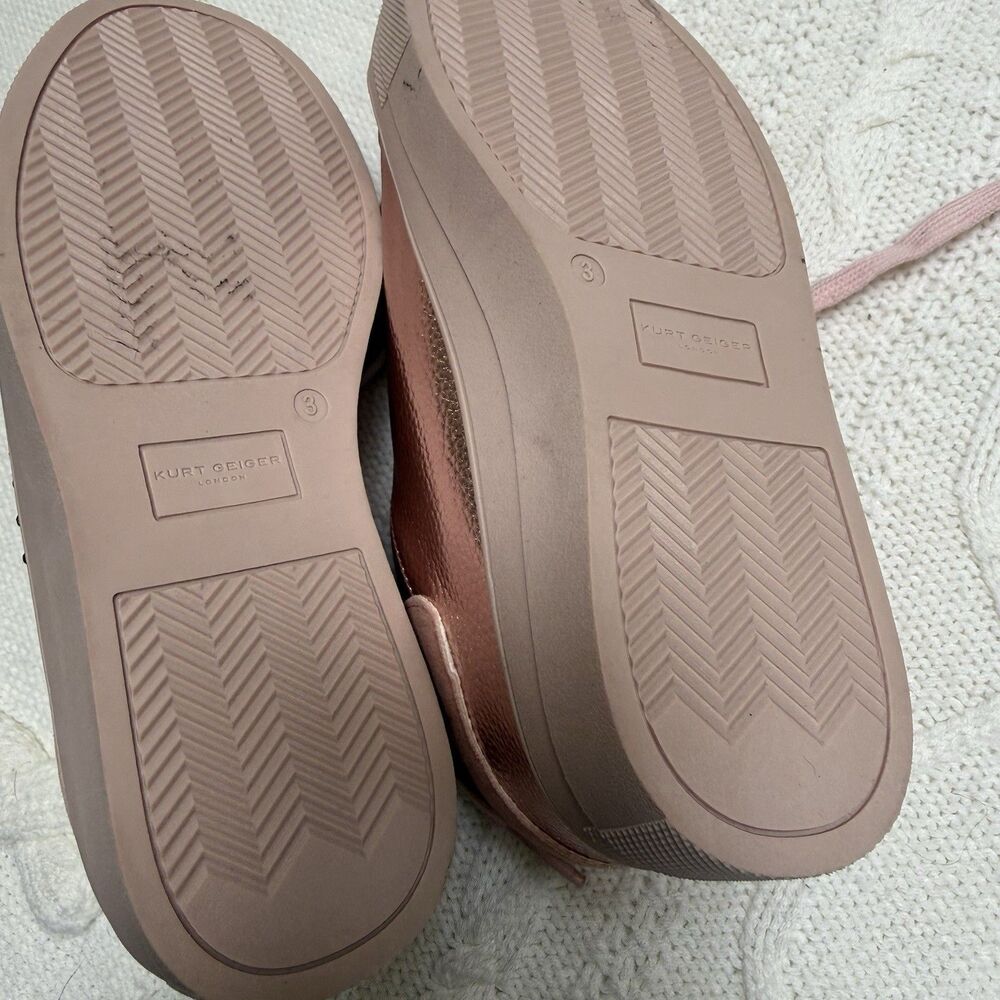 Kurt Geiger London Mini Laney Eye Sneakers Girls Size 3 Pink Lace Up Shoes - Picture 9 of 11